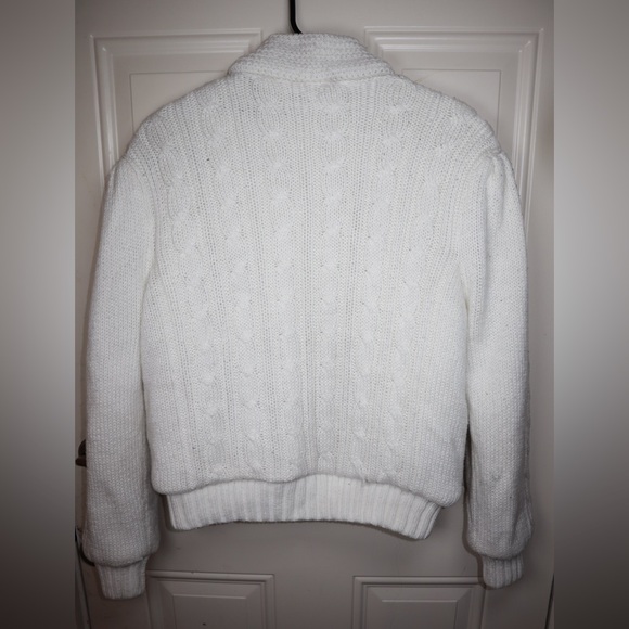 VINTAGE 80s Chill Chasers Cable Knit Zip Up Cardigan Sweater Size MEDIUM - Picture 4 of 4